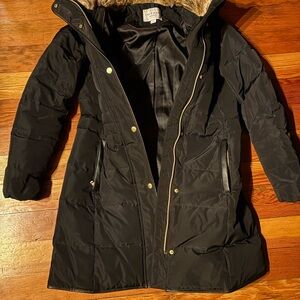 Cole Haan Black Puffer Jacket with Gold Accents